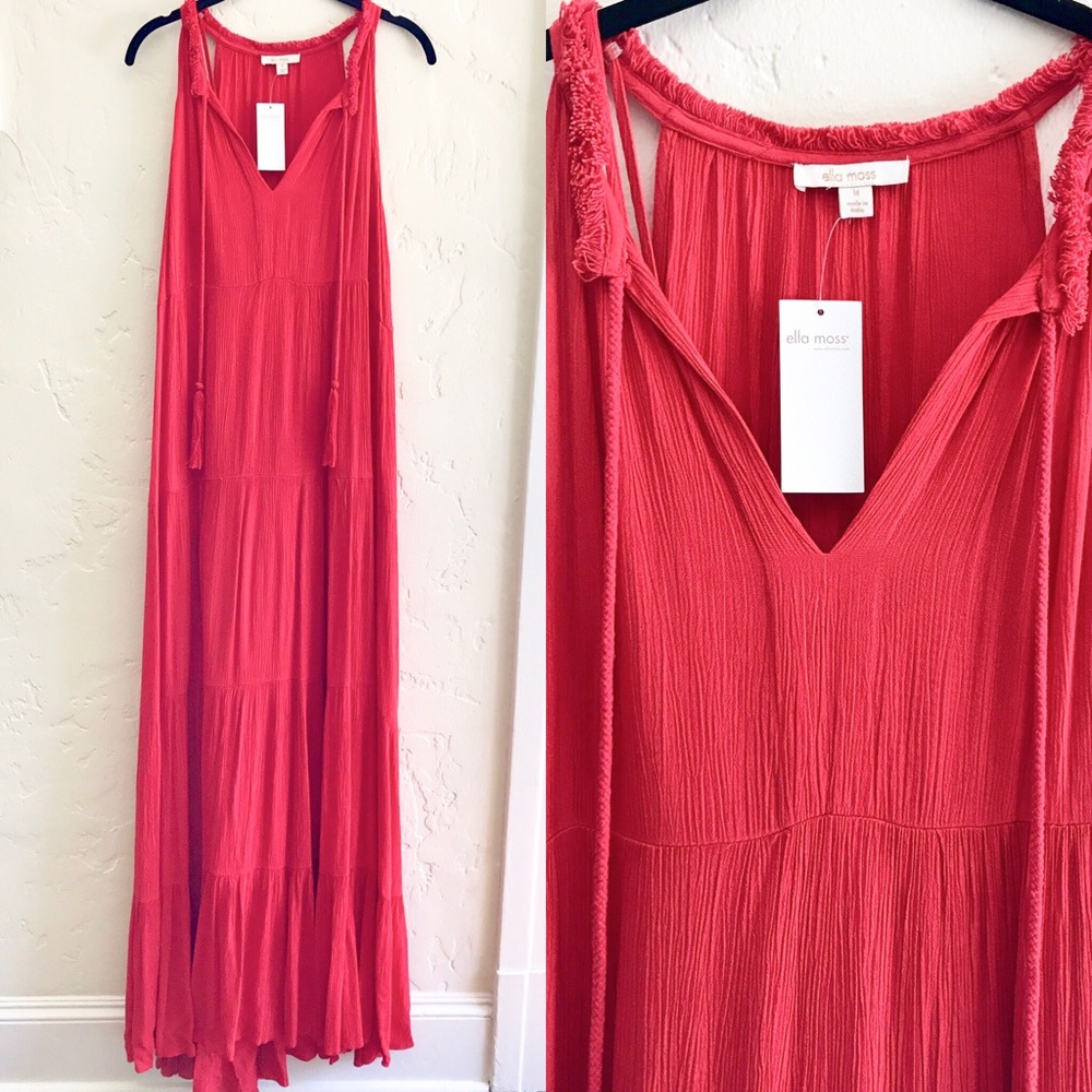 NWT Ella Moss Red Tiered Maxi - Picture 3 of 3